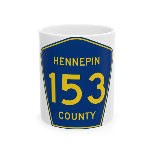 Hennepin County 153 (Minnesota) (Road Sign) White Coffee Mug 11oz - Go Mug Yourself