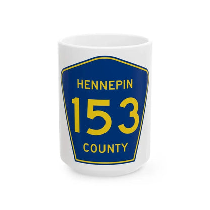 Hennepin County 153 (Minnesota) (Road Sign) White Coffee Mug 15oz - Go Mug Yourself