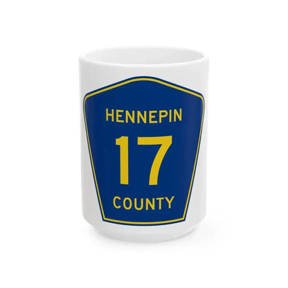Hennepin County 17 (Minnesota) (Road Sign) White Coffee Mug 15oz - Go Mug Yourself