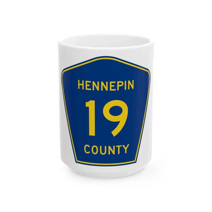 Hennepin County 19 (Minnesota) (Road Sign) White Coffee Mug 15oz - Go Mug Yourself