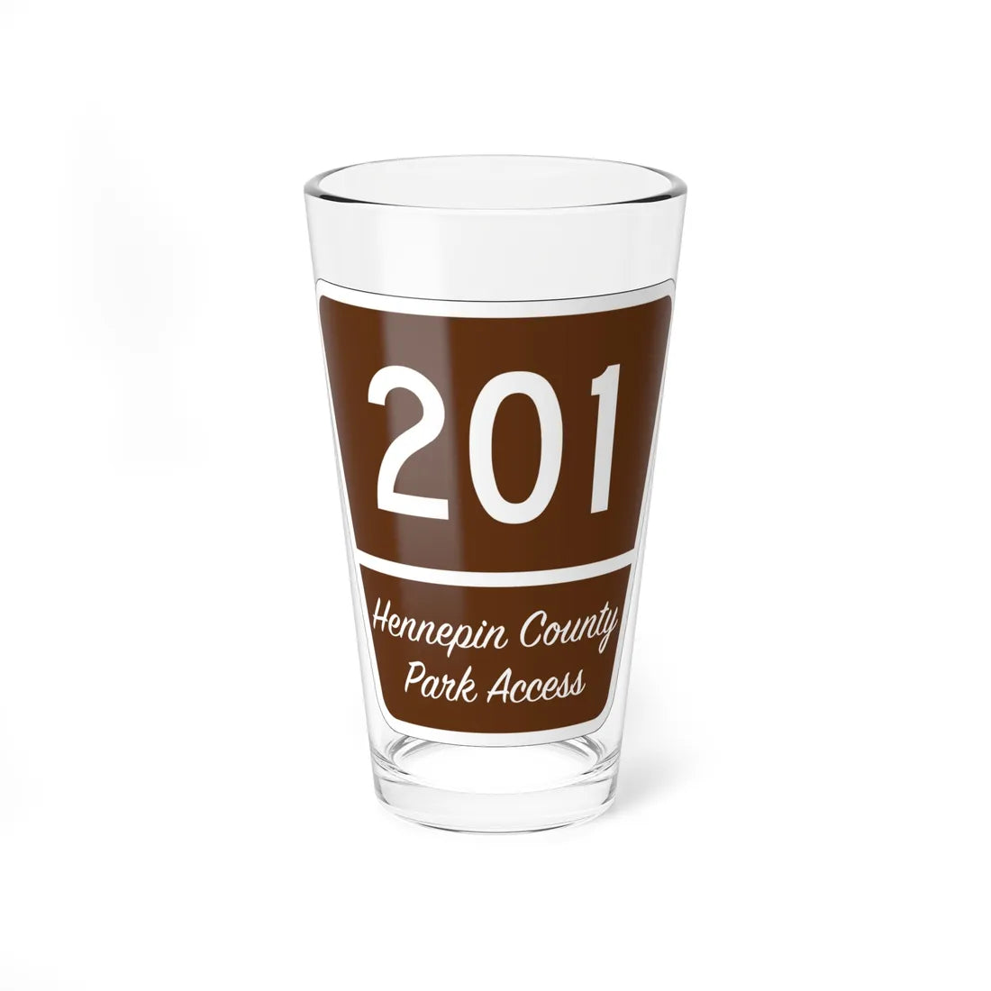 Hennepin County 201 MN (Minnesota) (Road Sign) Pint Glass 16oz 16oz - Go Mug Yourself