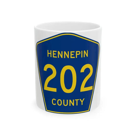 Hennepin County 202 (Minnesota) (Road Sign) White Coffee Mug 11oz - Go Mug Yourself