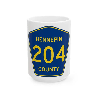 Hennepin County 204 (Minnesota) (Road Sign) White Coffee Mug 15oz - Go Mug Yourself