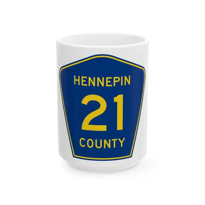 Hennepin County 21 (Minnesota) (Road Sign) White Coffee Mug 15oz - Go Mug Yourself