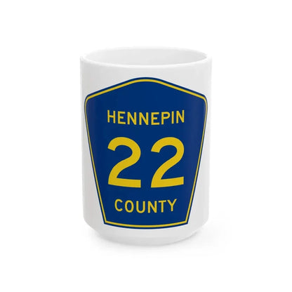 Hennepin County 22 (Minnesota) (Road Sign) White Coffee Mug 15oz - Go Mug Yourself