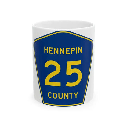 Hennepin County 25 (Minnesota) (Road Sign) White Coffee Mug 11oz - Go Mug Yourself