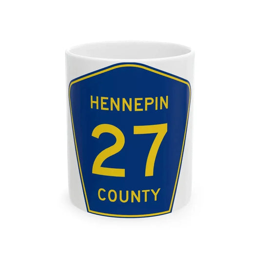 Hennepin County 27 (Minnesota) (Road Sign) White Coffee Mug 11oz - Go Mug Yourself