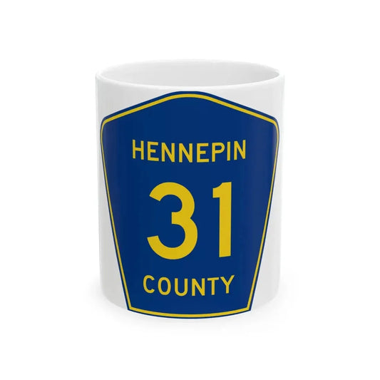 Hennepin County 31 (Minnesota) (Road Sign) White Coffee Mug 11oz - Go Mug Yourself