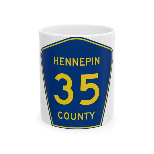 Hennepin County 35 (Minnesota) (Road Sign) White Coffee Mug 11oz - Go Mug Yourself