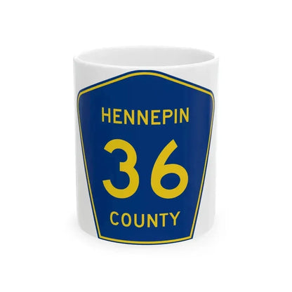 Hennepin County 36 (Minnesota) (Road Sign) White Coffee Mug 11oz - Go Mug Yourself