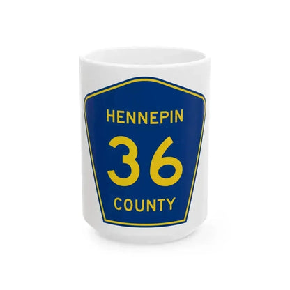 Hennepin County 36 (Minnesota) (Road Sign) White Coffee Mug 15oz - Go Mug Yourself