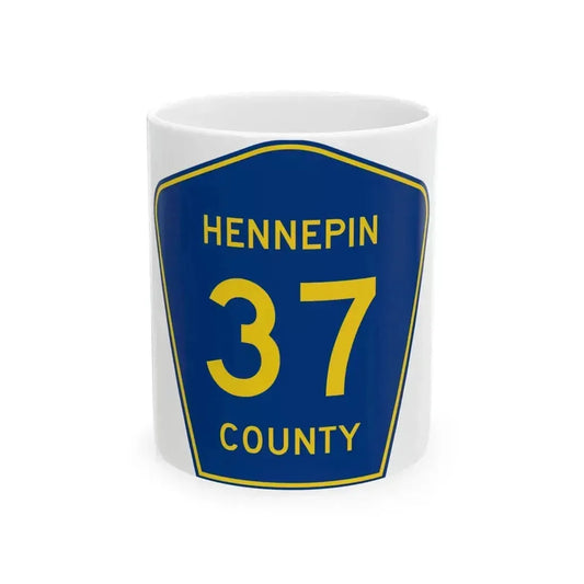 Hennepin County 37 (Minnesota) (Road Sign) White Coffee Mug 11oz - Go Mug Yourself