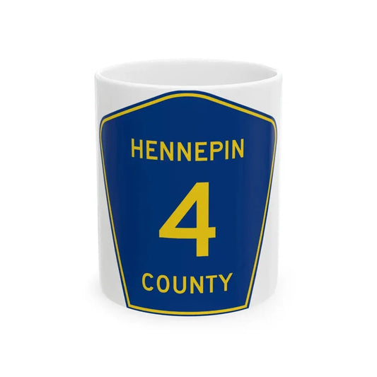 Hennepin County 4 (Minnesota) (Road Sign) White Coffee Mug 11oz - Go Mug Yourself