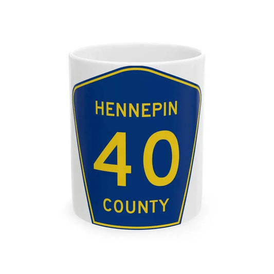 Hennepin County 40 (Minnesota) (Road Sign) White Coffee Mug 11oz - Go Mug Yourself