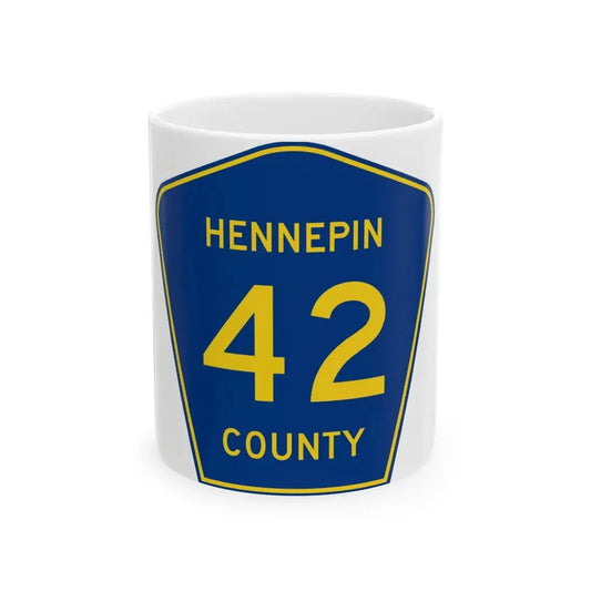 Hennepin County 42 (Minnesota) (Road Sign) White Coffee Mug 11oz - Go Mug Yourself