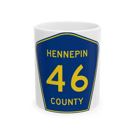 Hennepin County 46 (Minnesota) (Road Sign) White Coffee Mug 11oz - Go Mug Yourself