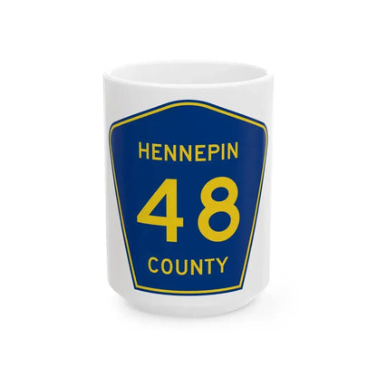 Hennepin County 48 (Minnesota) (Road Sign) White Coffee Mug 15oz - Go Mug Yourself