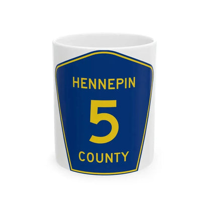 Hennepin County 5 (Minnesota) (Road Sign) White Coffee Mug 11oz - Go Mug Yourself