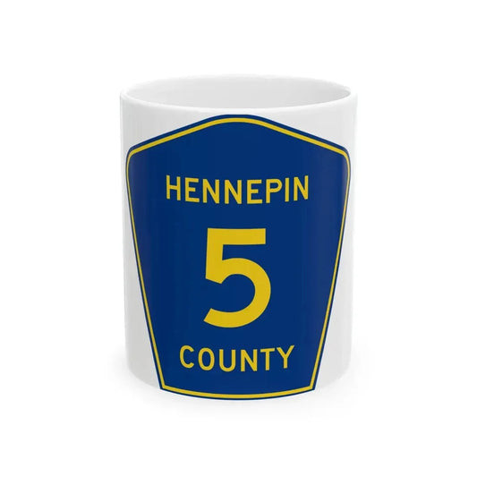 Hennepin County 5 (Minnesota) (Road Sign) White Coffee Mug 11oz - Go Mug Yourself