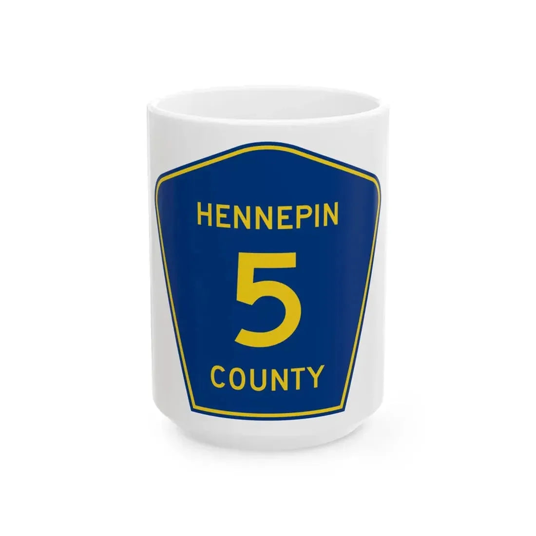 Hennepin County 5 (Minnesota) (Road Sign) White Coffee Mug 15oz - Go Mug Yourself