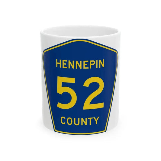 Hennepin County 52 (Minnesota) (Road Sign) White Coffee Mug 11oz - Go Mug Yourself