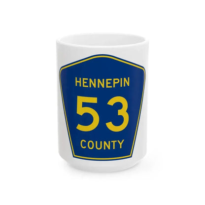 Hennepin County 53 (Minnesota) (Road Sign) White Coffee Mug 15oz - Go Mug Yourself