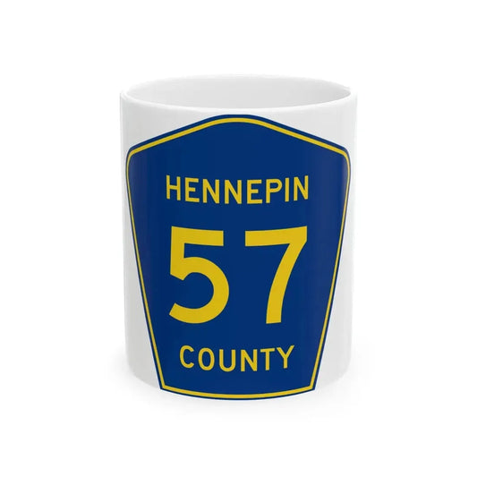 Hennepin County 57 (Minnesota) (Road Sign) White Coffee Mug 11oz - Go Mug Yourself