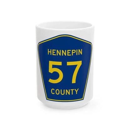 Hennepin County 57 (Minnesota) (Road Sign) White Coffee Mug 15oz - Go Mug Yourself