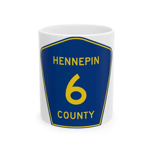 Hennepin County 6 (Minnesota) (Road Sign) White Coffee Mug 11oz - Go Mug Yourself