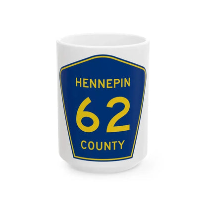 Hennepin County 62 (Minnesota) (Road Sign) White Coffee Mug 15oz - Go Mug Yourself