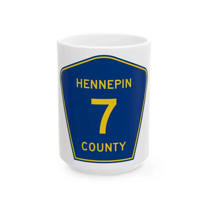 Hennepin County 7 (Minnesota) (Road Sign) White Coffee Mug 15oz - Go Mug Yourself