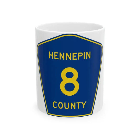 Hennepin County 8 (Minnesota) (Road Sign) White Coffee Mug 11oz - Go Mug Yourself