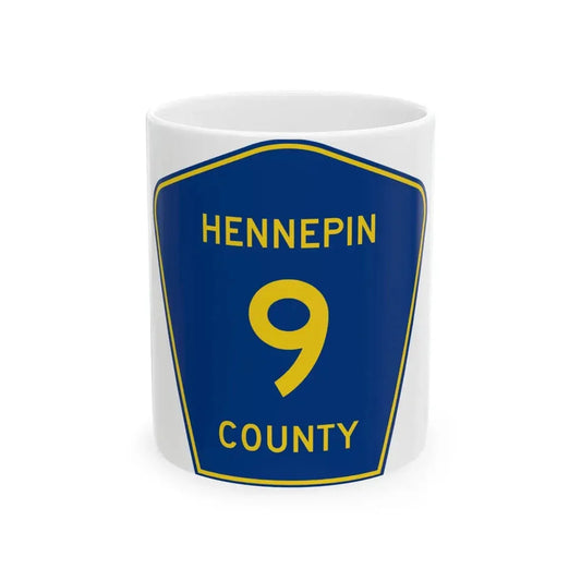 Hennepin County 9 (Minnesota) (Road Sign) White Coffee Mug 11oz - Go Mug Yourself