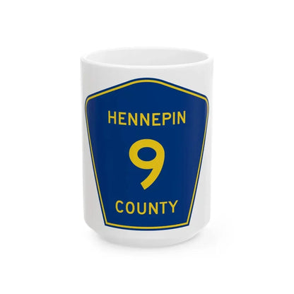 Hennepin County 9 (Minnesota) (Road Sign) White Coffee Mug 15oz - Go Mug Yourself