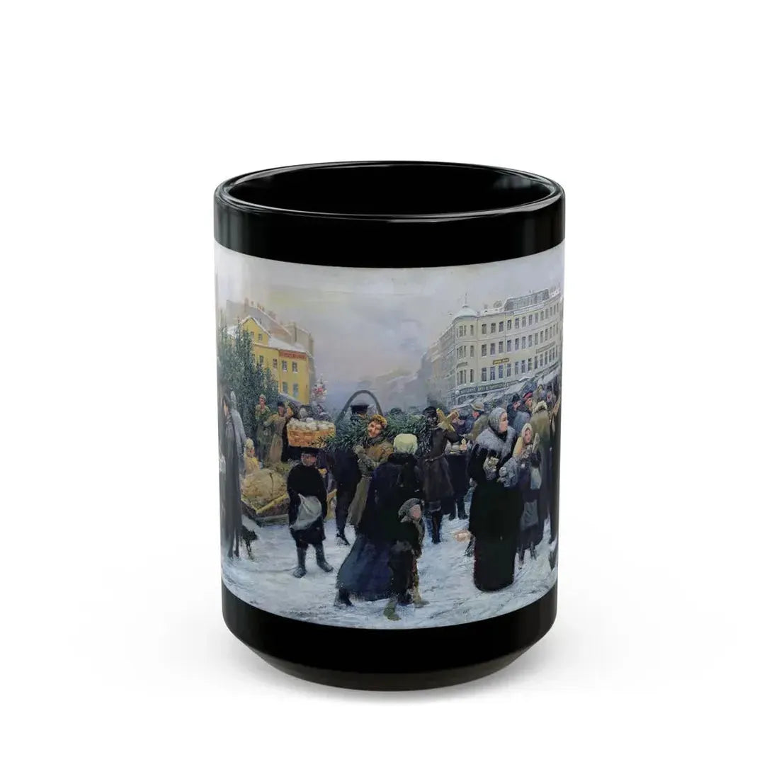 Henrich Matveevich Manizer (1847-1925) Christmas Fair - Black Coffee Mug 15oz - Go Mug Yourself