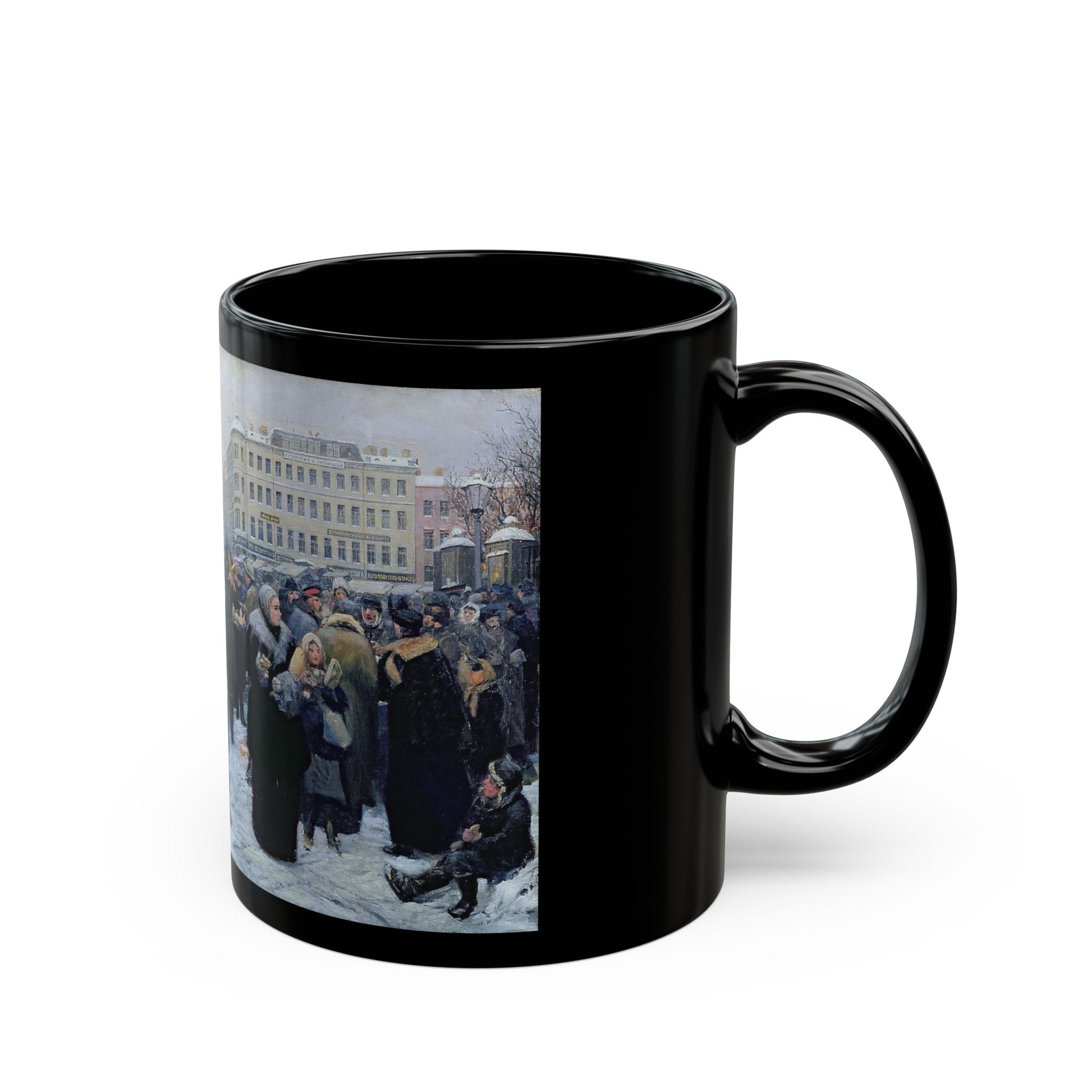 Henrich Matveevich Manizer (1847-1925) Christmas Fair - Black Coffee Mug-Go Mug Yourself