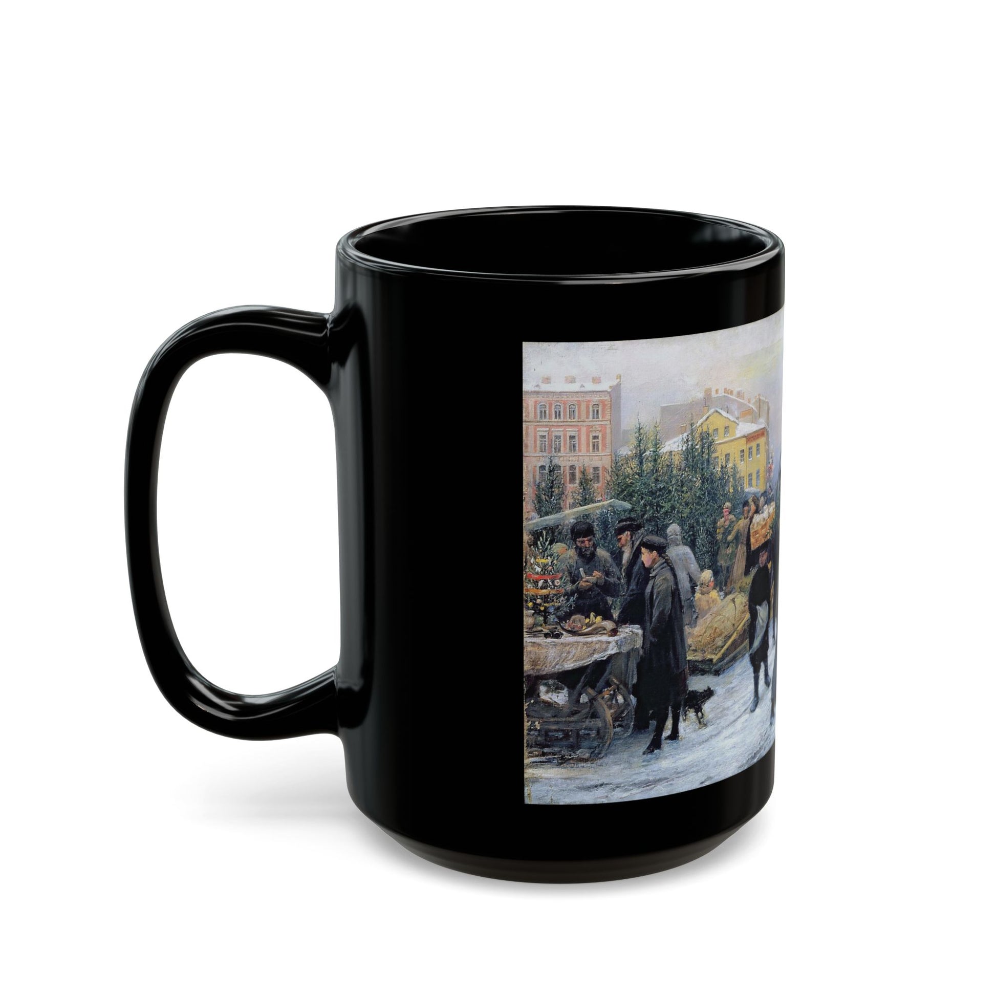 Henrich Matveevich Manizer (1847-1925) Christmas Fair - Black Coffee Mug-Go Mug Yourself
