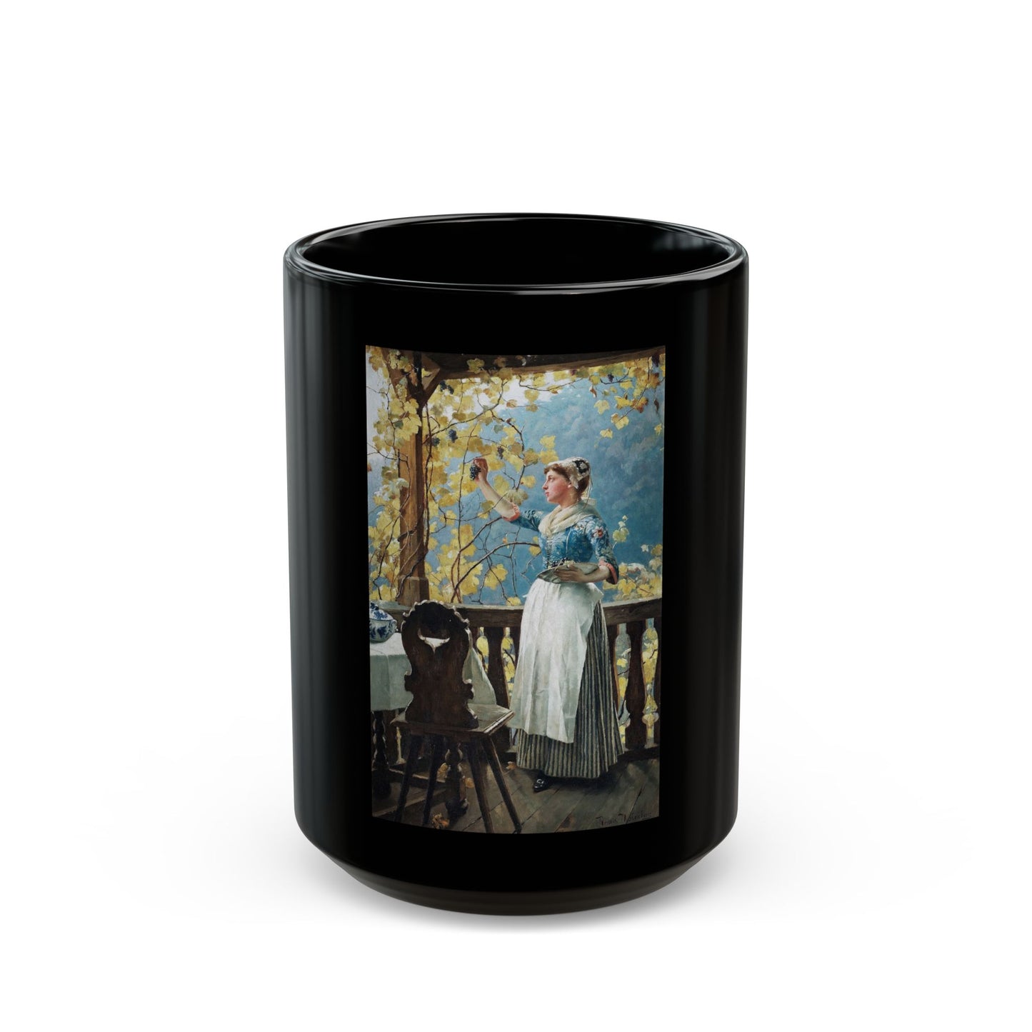 Henrik Nordenberg (1857-1928) Harvesting the Grapes - Black Coffee Mug-15oz-Go Mug Yourself