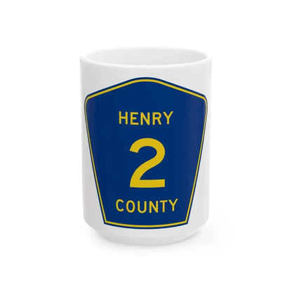 Henry County 2 (Illinois) (Road Sign) White Coffee Mug 15oz - Go Mug Yourself