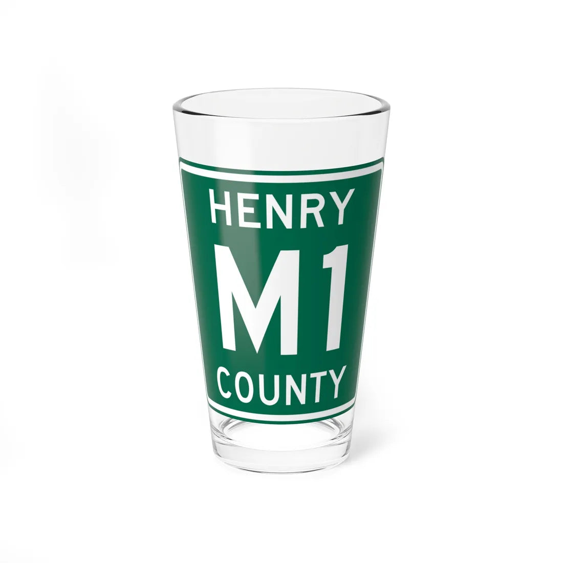 Henry County Route M1 OH (Ohio) (Road Sign) Pint Glass 16oz 16oz - Go Mug Yourself