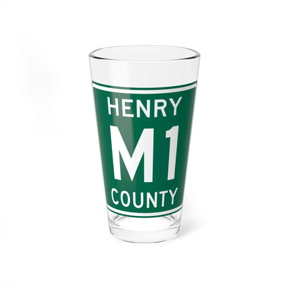 Henry County Route M1 OH (Ohio) (Road Sign) Pint Glass 16oz 16oz - Go Mug Yourself