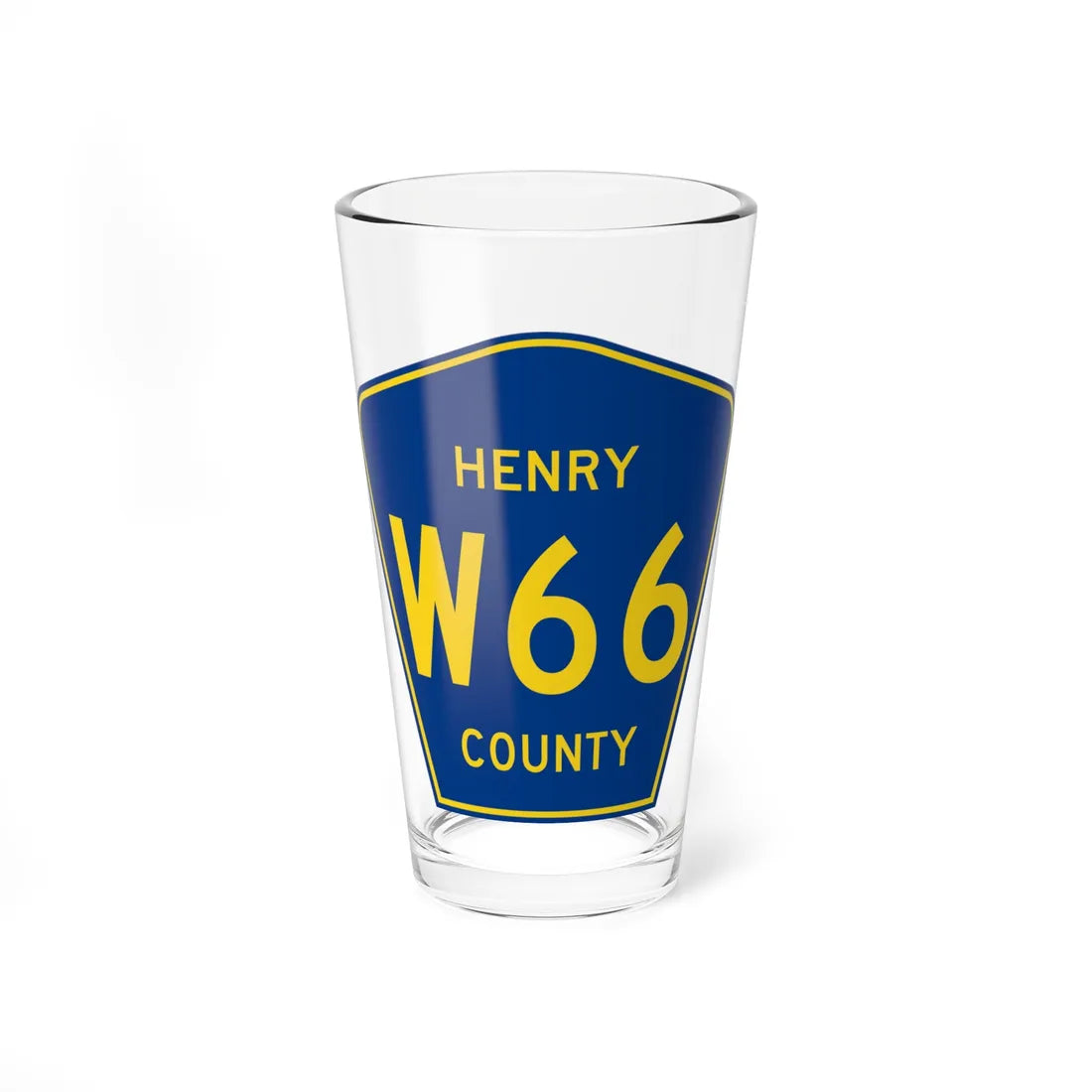 Henry County Route W66 IA (Iowa) (Road Sign) Pint Glass 16oz 16oz - Go Mug Yourself