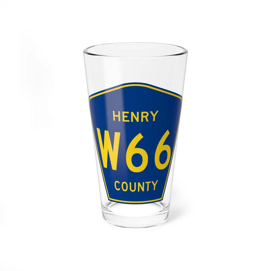 Henry County Route W66 IA (Iowa) (Road Sign) Pint Glass 16oz 16oz - Go Mug Yourself