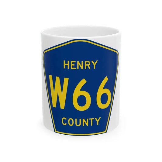 Henry County Route W66 IA (Iowa) (Road Sign) White Coffee Mug 11oz - Go Mug Yourself