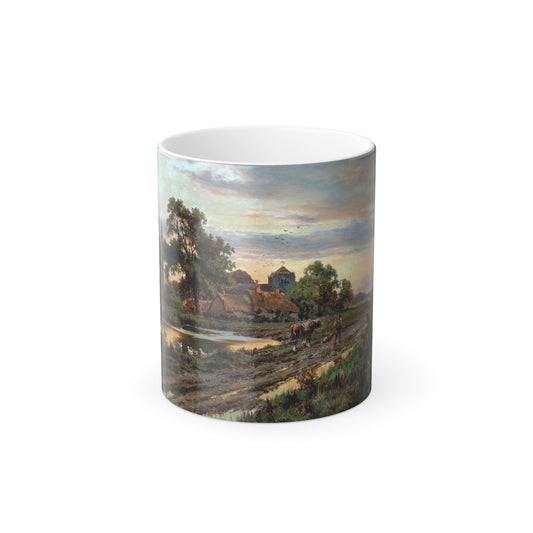 Henry Hillingford Parker (1858-1930) The Road Home - Oil on Canvas - Color Changing Mug 11oz-11oz-Go Mug Yourself