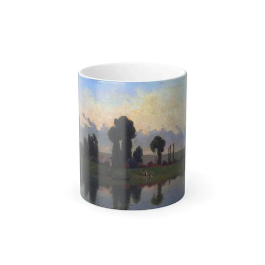 Henry Jacques Delpy (1877-1957) Washerwomen by the River - Oil on Canvas - Color Changing Mug 11oz 11oz - Go Mug Yourself