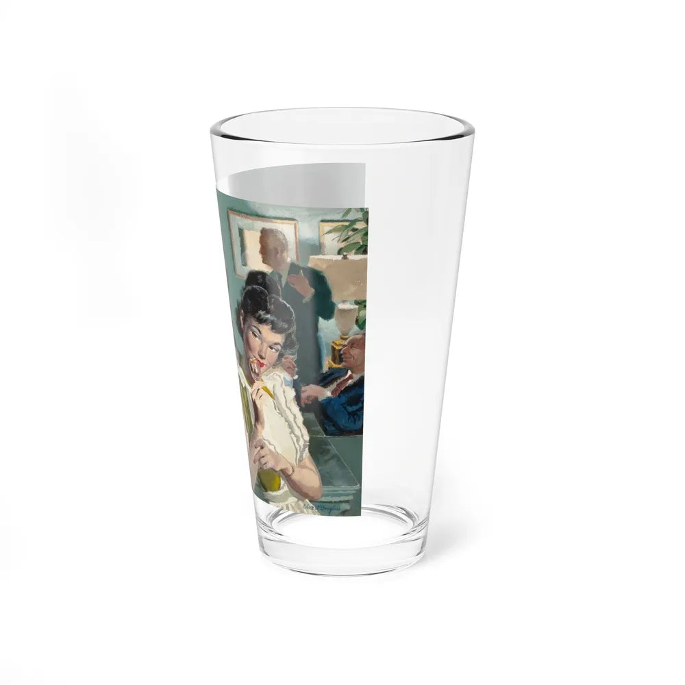 Her Coy Look, probable story illustration for The Saturday Evening Post, circa 1950s - Pint Glass 16oz-Go Mug Yourself