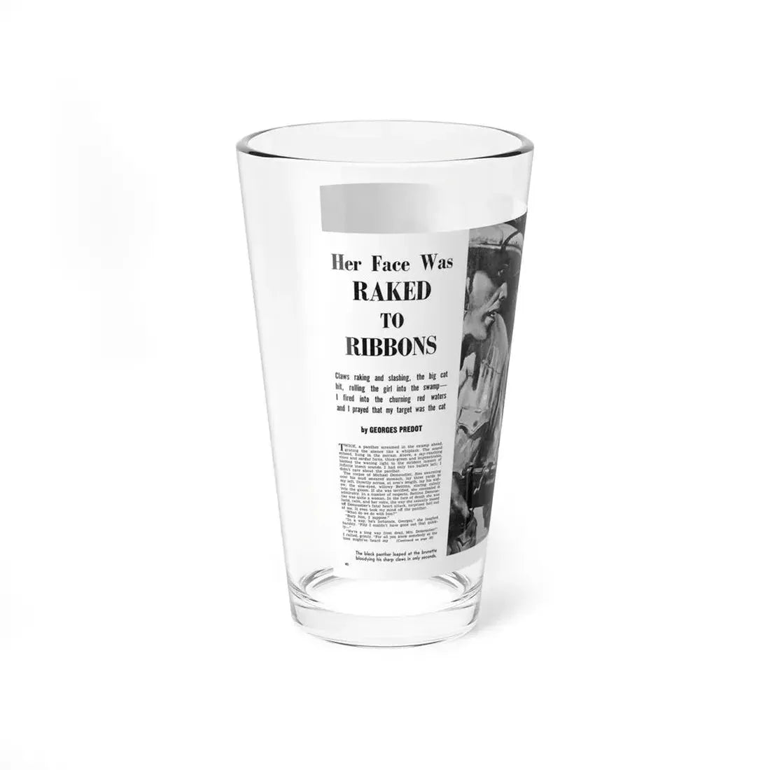 Her Face Was Raked To Ribbons, True Men Stories, April 1957 - Pint Glass 16oz - Go Mug Yourself