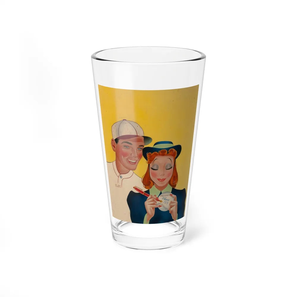 Her Phone Number, Collier's magazine cover, circa 1940 - Pint Glass 16oz-16oz-Go Mug Yourself