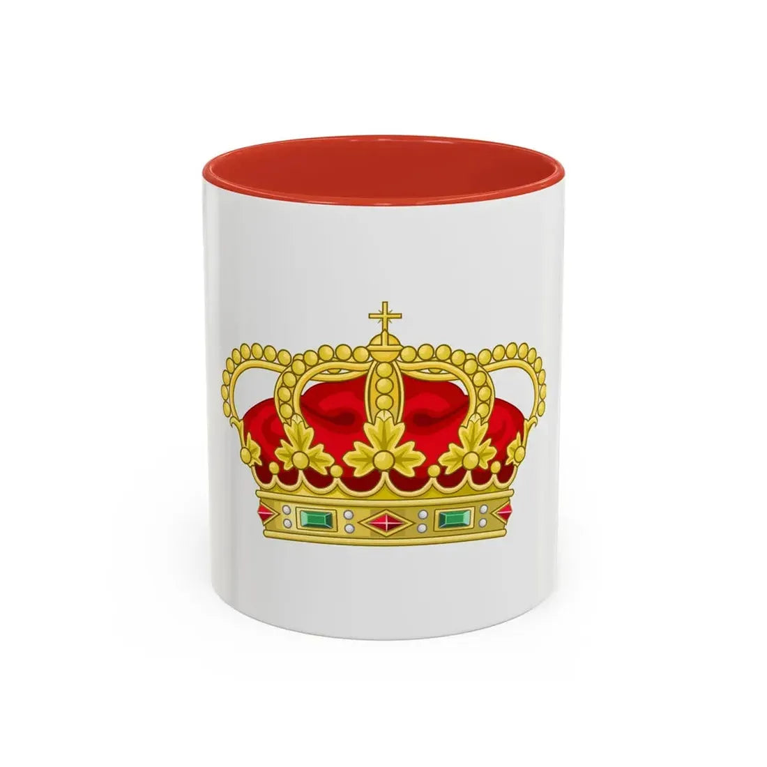 Heraldic Royal Crown of Portugal - Eight Arches - Accent Coffee Mug 11oz Red - Go Mug Yourself